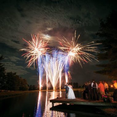 IPC wedding firework display with party on dock